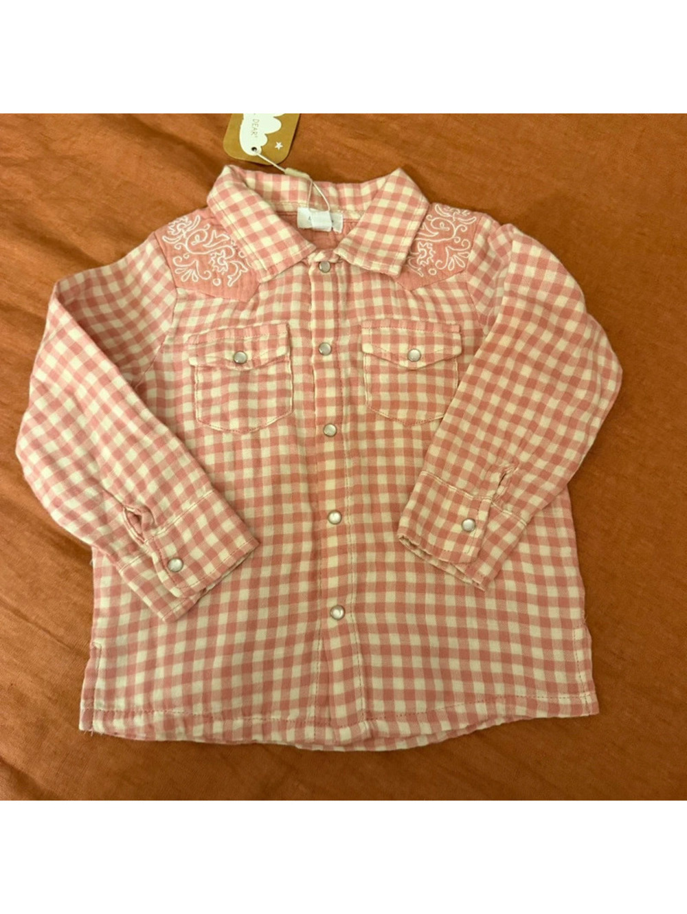Angel dear gingham cowgirl button up